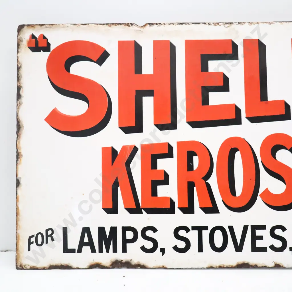 Shell Kerosene Double Sided Flanged Enamel Sign Image 1++
