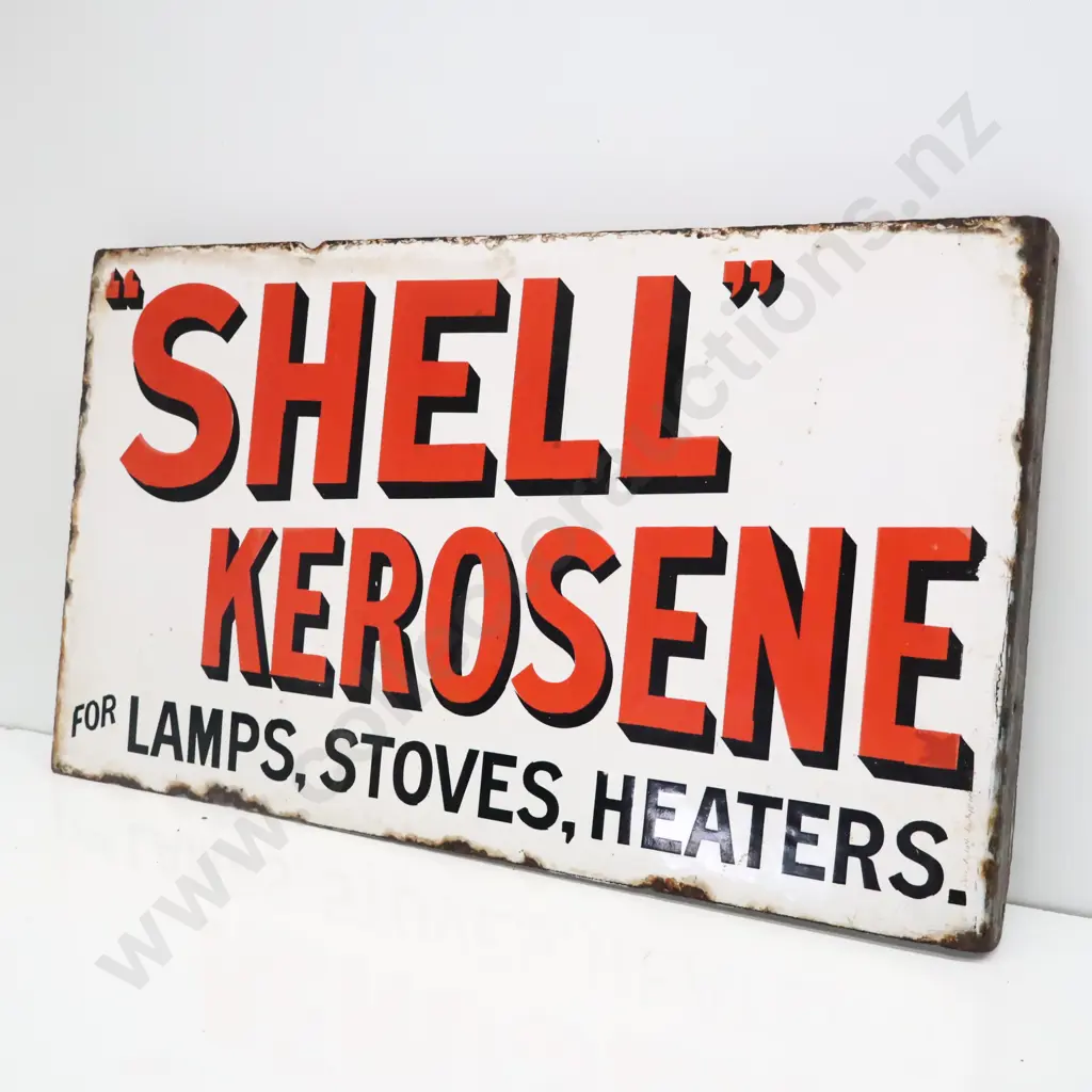 Shell Kerosene Double Sided Flanged Enamel Sign Image 1++