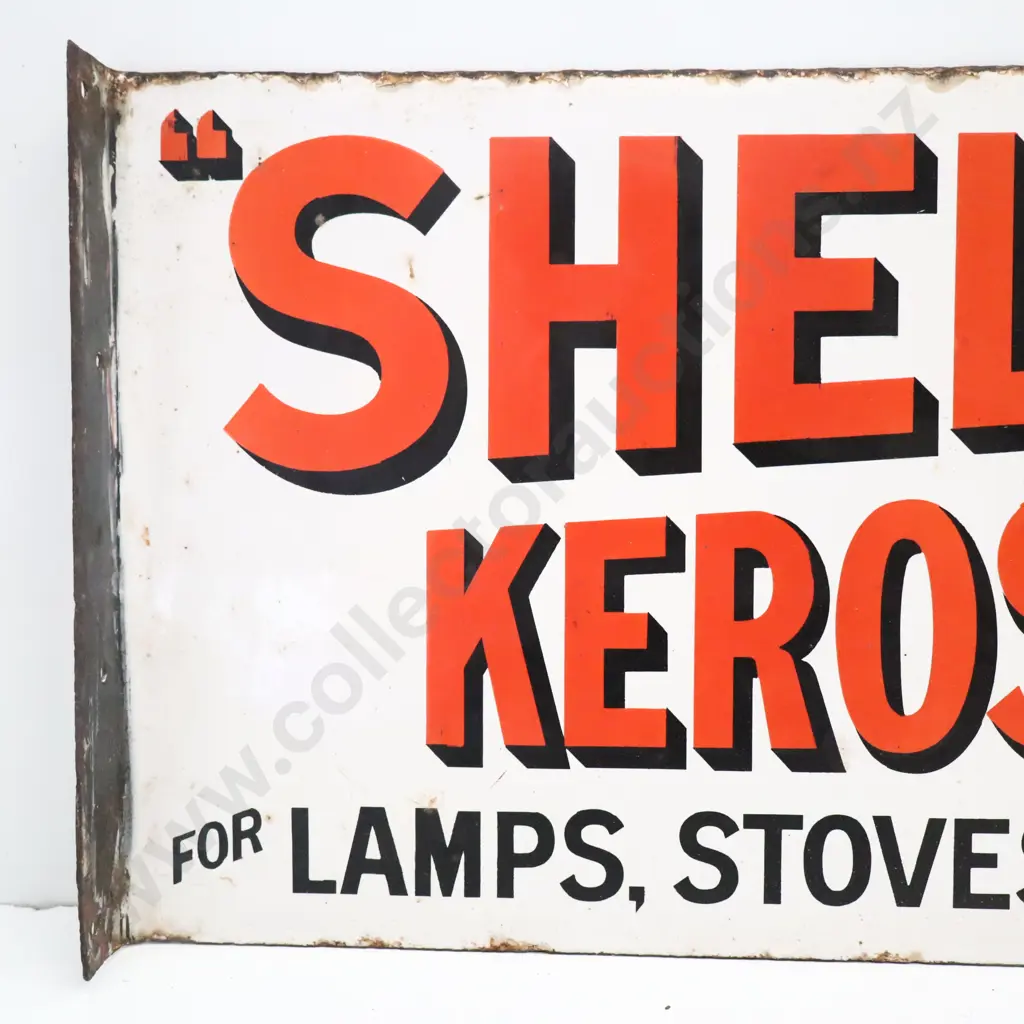 Shell Kerosene Double Sided Flanged Enamel Sign Image 1++