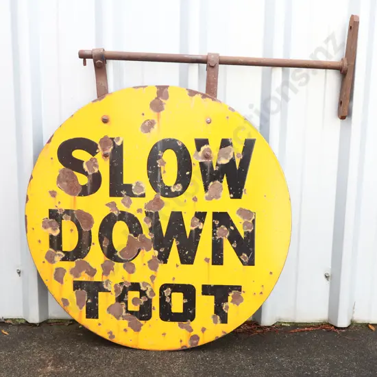 Early Slow Down Toot Enamel Hanging Sign