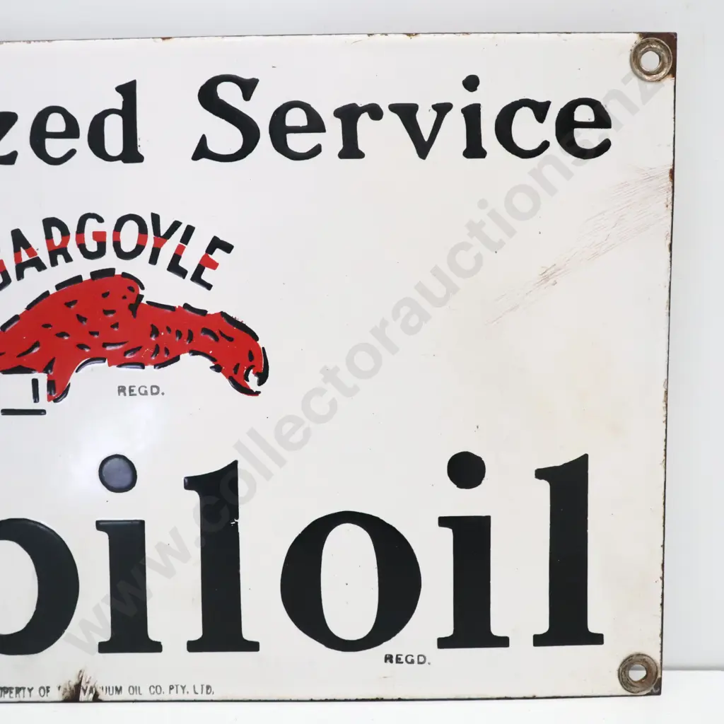 Authorized Service Gargoyle Mobiloil Enamel 8 Bottle Rack Sign Image 1++