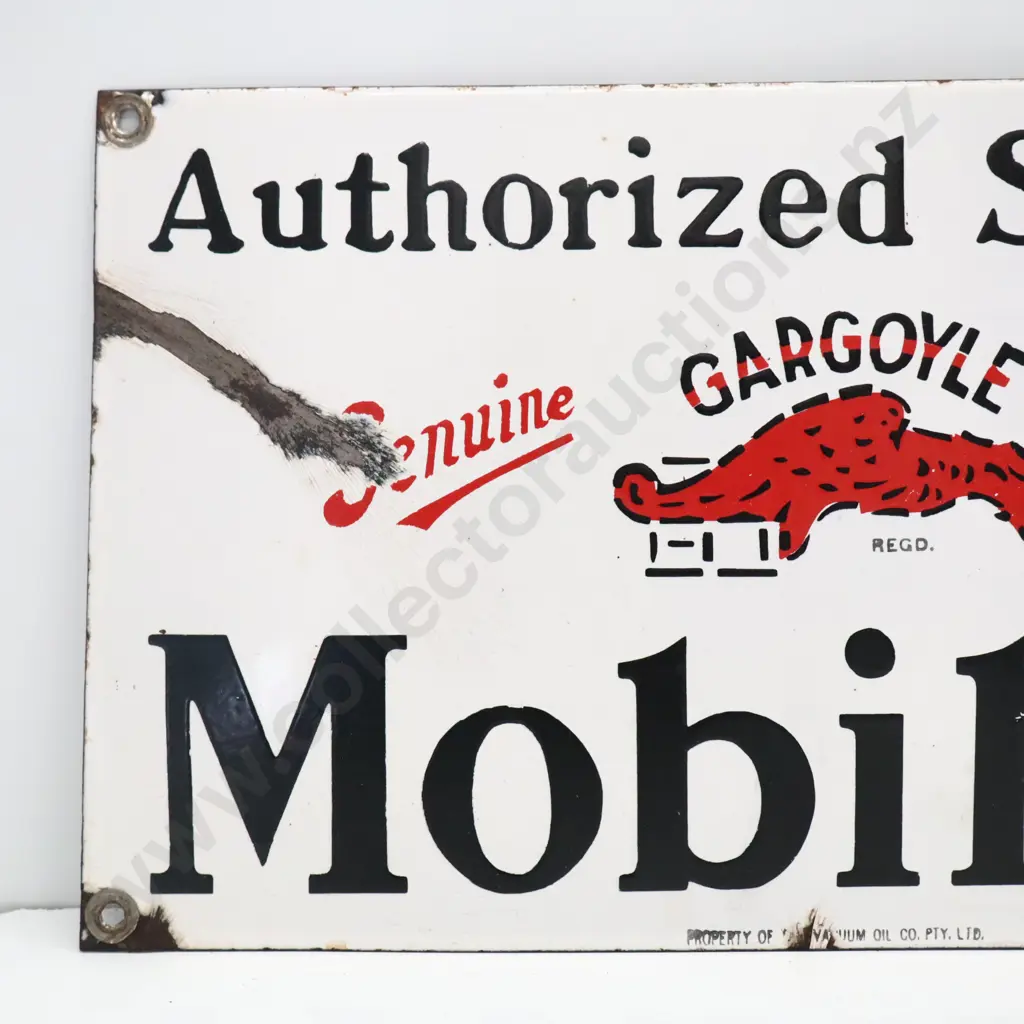 Authorized Service Gargoyle Mobiloil Enamel 8 Bottle Rack Sign Image 1++