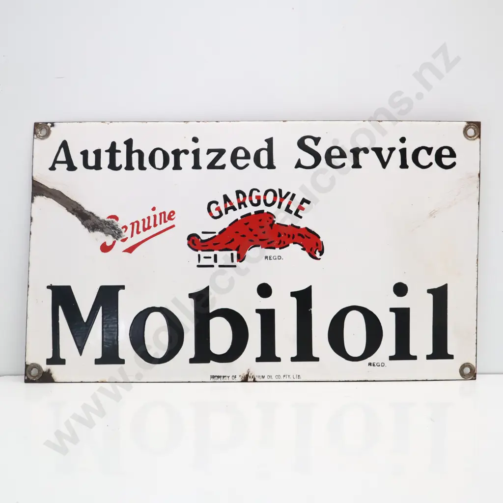 Authorized Service Gargoyle Mobiloil Enamel 8 Bottle Rack Sign Image 1++