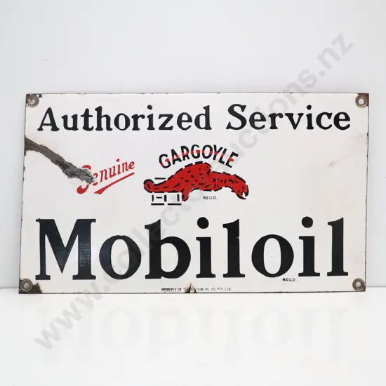 Authorized Service Gargoyle Mobiloil Enamel 8 Bottle Rack Sign
