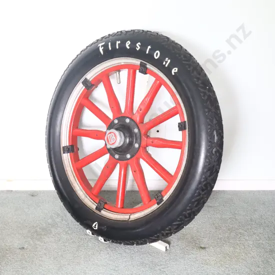 Early NEW OLD STOCK Firestone NON SKID Tyre And Rim On Display Stant