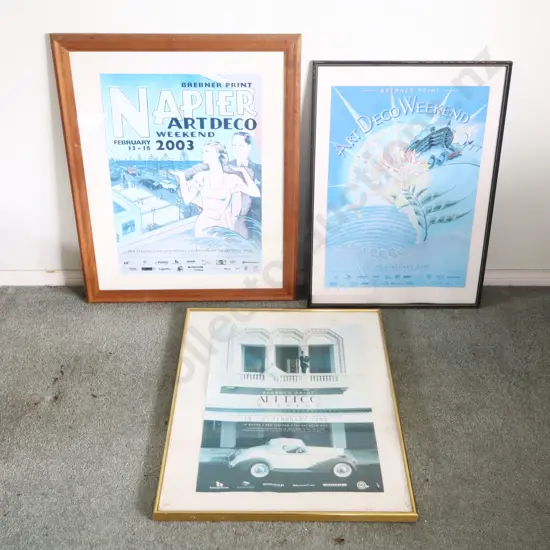 Framed Art Deco Weekend Posters X 3