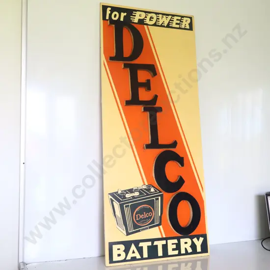 Delco Battery Hand Painted Sign 