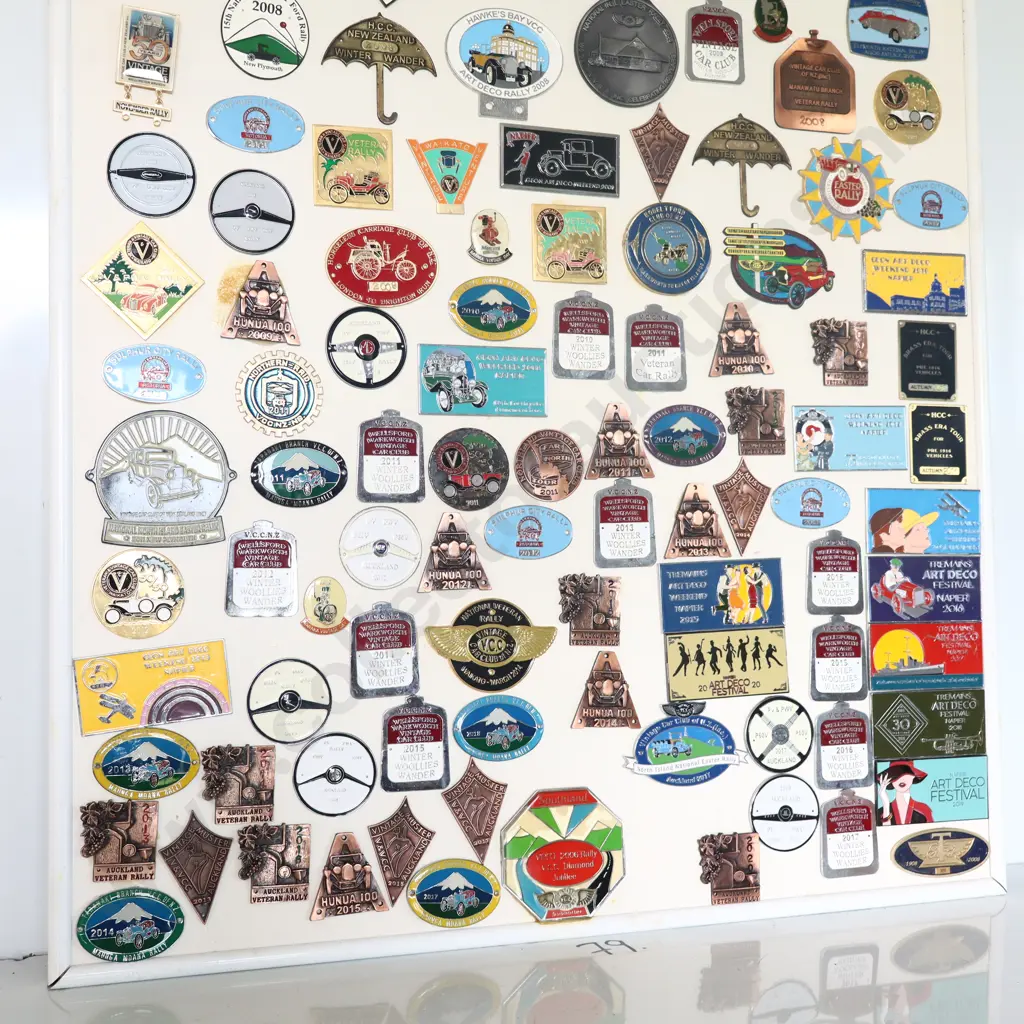Car Rally Badges Mounted On Board Approx 120 Image 1++