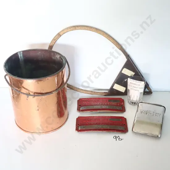 NZR Lot, Ashtray, Boiler Plates, Glass, Copper Billy And Token Exchange Hoop