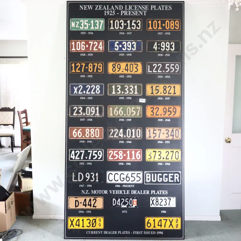 New Zealand License Plates Display 1925 - Present  Image 1++