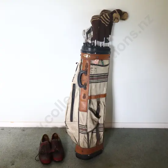 Golf Clubs And Golf Shoes.