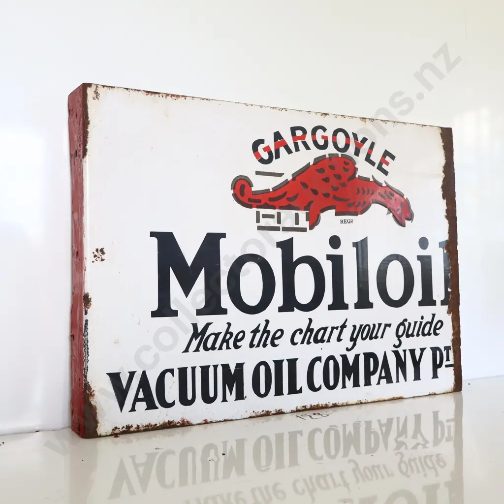 Original Mobil Oil Double Sided Flanged Sign Image 1++
