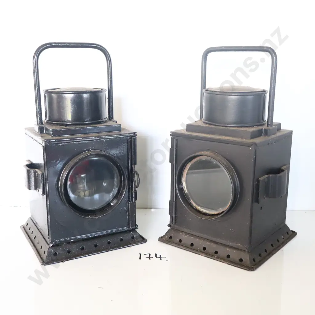 Pair Early Kerosene Lamps Image 1++