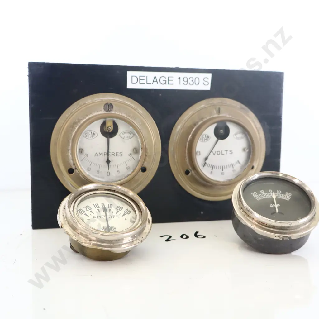 1930s Delage Gauges X 2 And Amp Meters X 2 Image 1++