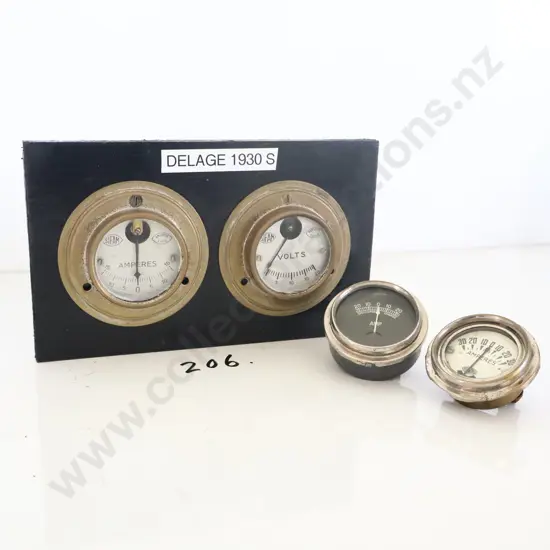 1930s Delage Gauges X 2 And Amp Meters X 2