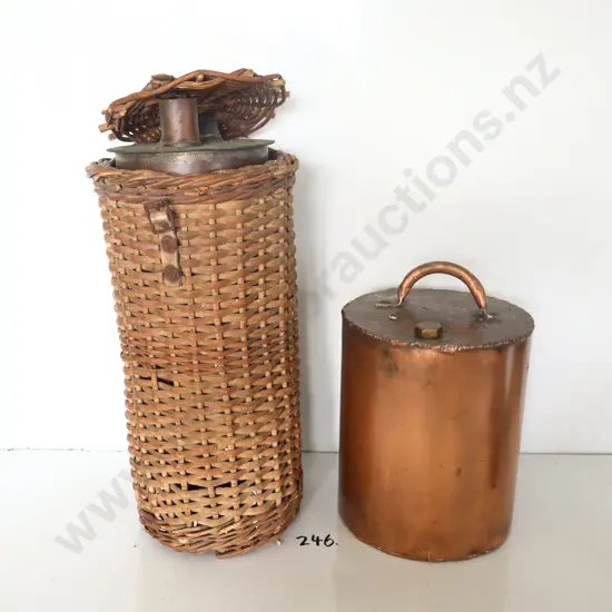Unusual Wicker Water Boiling Billy And Copper Billy