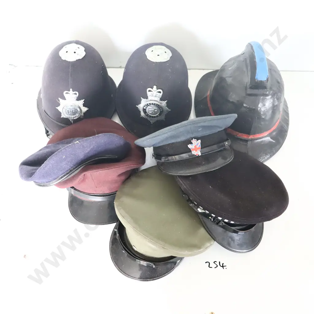 Vintage Police, Fire Hats Ect X 9 Image 1++