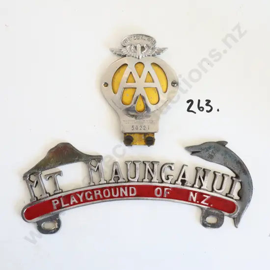 Mount Maunganui Number Plate Topper And AA Badge