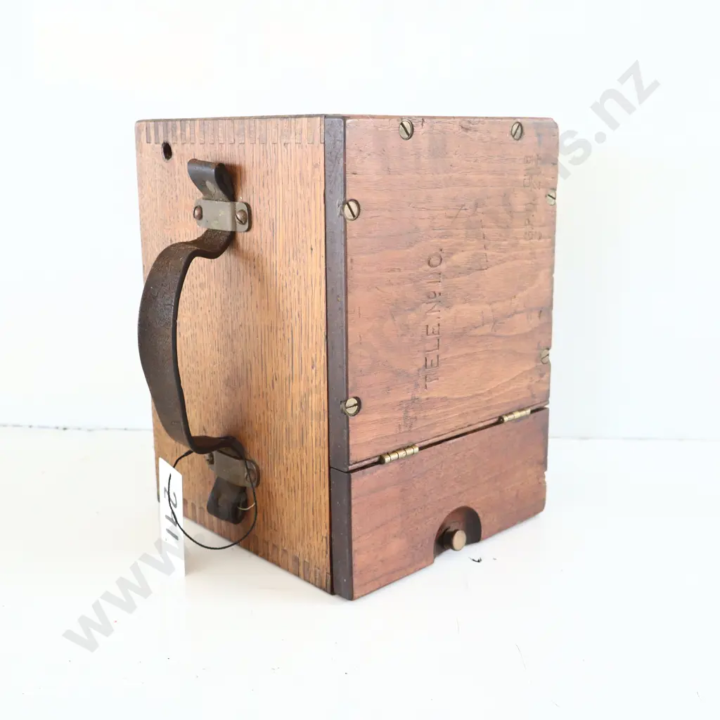 Unusual Boxed Brass Magneto Telephone. Anti Sparking? Mining? Image 1++