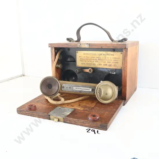 Unusual Boxed Brass Magneto Telephone. Anti Sparking? Mining?