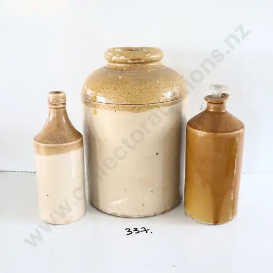 Stoneware Bottles And Crock