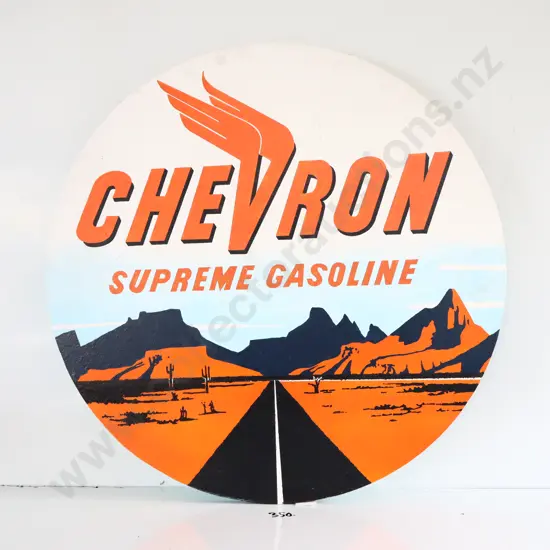 Chevron Supreme Gasoline Hand Painted Sign